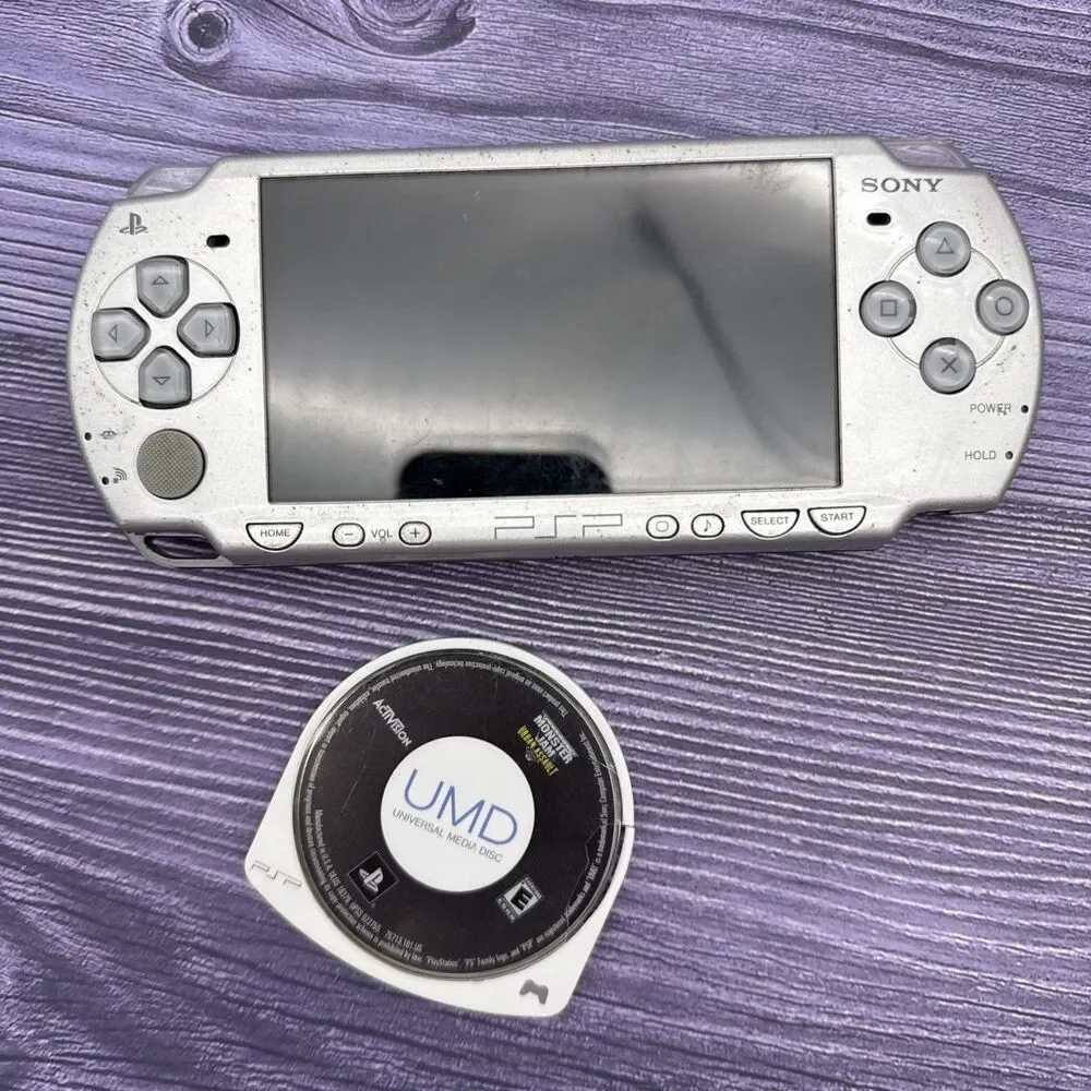 Sony PSP-2001 Slim Console - Silver - FOR PARTS OR REPAIR - UNTESTED- SEE PHOTOS